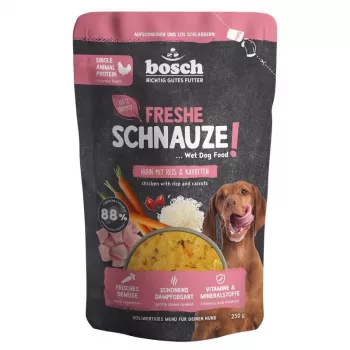 BOSCH Freshe Schnauze kana, riisi ja porgandiga mono märg koeratoit – 250 g