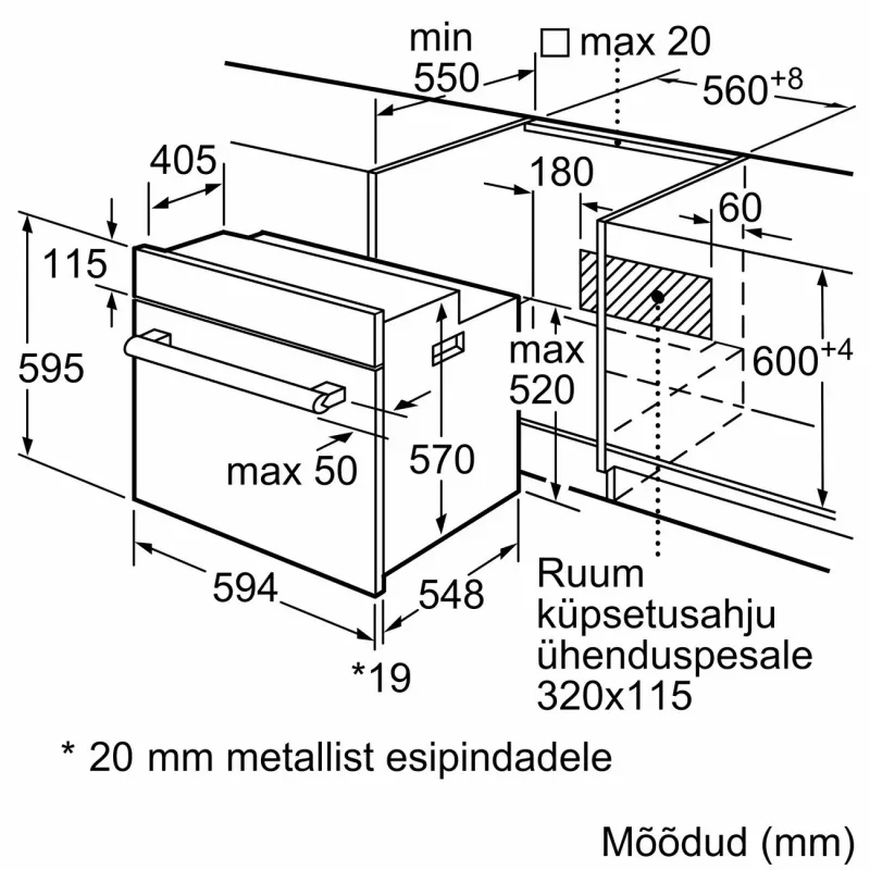 Bosch HBF113BR1S Sisseehitatav Elektriahi, 66L, Roostevaba Teras