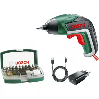 Bosch IXO 5 juhtmeta kruvikeeraja 32-osalise otsikukomplektiga, 3,6 V Li-Ion 1,5 Ah, roheline/must