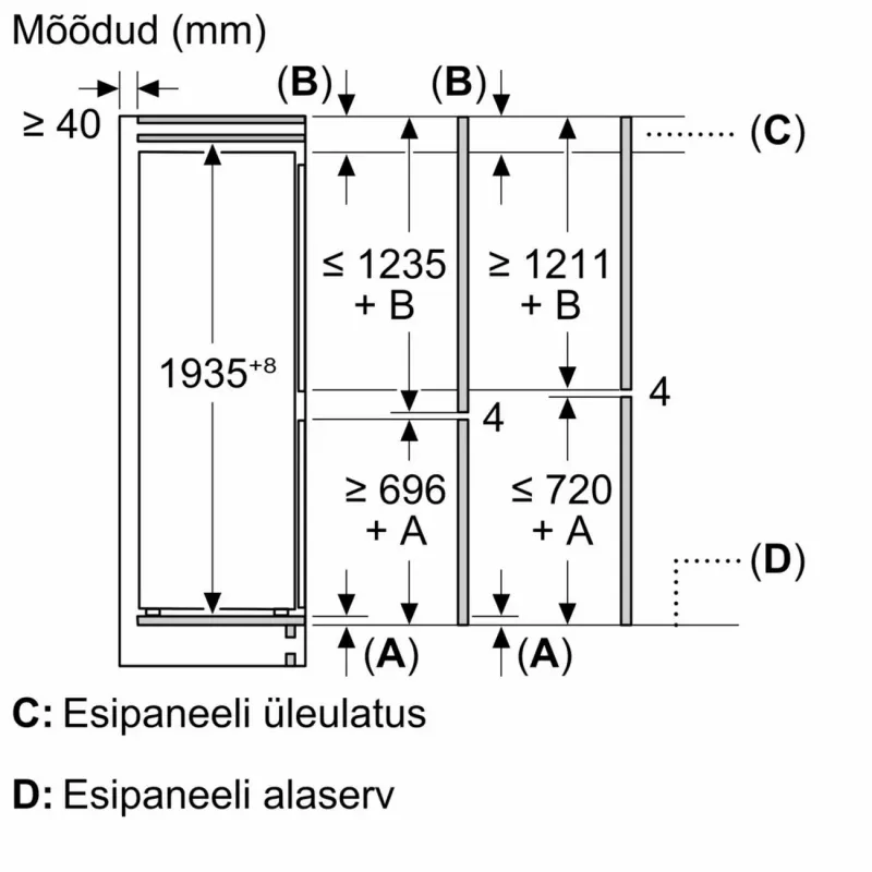Bosch KBN96SDD0 French Door Külmik-Sügavkülmik NoFrost, 605L, Energiaklass D, Roostevaba teras/hõbe