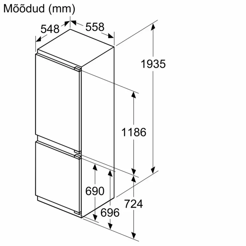 Bosch KIN96SFD0 Täielikult integreeritud külmik-sügavkülmik VitaFresh pro 0°C, NoFrost, 387L, energiaklass D, 35 dB