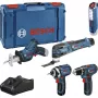 Bosch Power Tools 12V 5-osaline tööriistakomplekt GOP + GSR + GDR + GSA + GLI (sinine, 3x Li-Ion 2.0Ah aku)