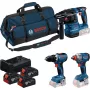 BOSCH Power Tools 18V Professional Combo Kit: Rotary Hammer GBH 18V-22 + Drill Driver GSR 18V-65 + Impact Wrench GDX 18V-285 (Sinine/Must, 3x 5.0Ah Li-Ion akud, tööriistakott)
