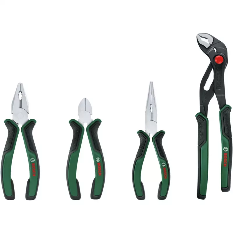 Bosch Powertools 4-osaline tangide komplekt 1600A02W7K kombineeritud, diagonaal-, pika ninaga ja vesipump tangidega, roheline/must