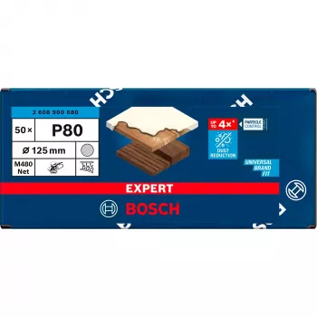 Bosch PowerTools Expert M480 Net Sanding Disc 125 mm, Grit K80 (50 Pieces, for Random Orbital Sanders)
