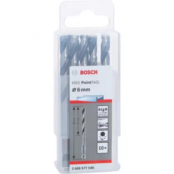 Bosch PowerTools HSS PointTeQ Hex keerdpuur, 6 mm, 10 tk, tööpikkus 57 mm