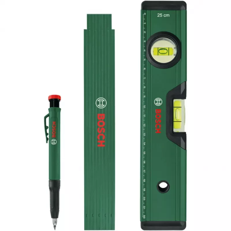 Bosch PowerTools märgistuskomplekt, 3-osaline (roheline/must) – süvamarker, universaalne marker ja puusepapliiats