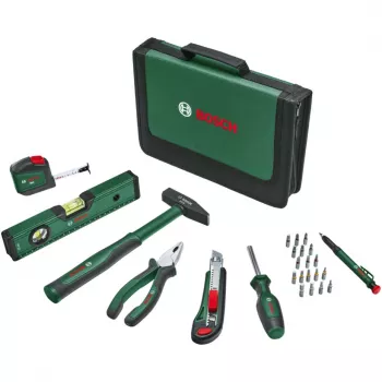 BOSCH Powertools Universal Hand Tool Set, 25-Piece (Green, with Tool Bag)