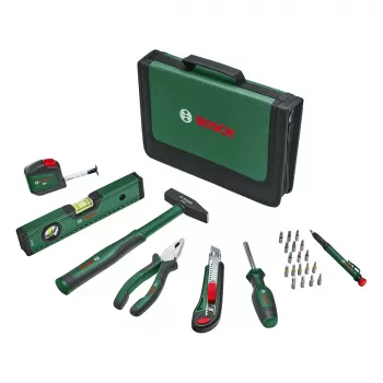 BOSCH Powertools Universal Hand Tool Set, 25-Piece (Green, with Tool Bag)