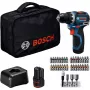 Bosch Professional GSR 12V-32 Juhtmeta puur-kruvikeeraja (12V, 2x 2.0Ah Li-Ion, 36-osaline tarvikukomplekt, tööriistakott, sinine/must)