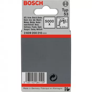 Bosch Type 53 peened traadist klambrid 11,4 x 0,74 x 8 mm, tsingitud teras, 5000 tk (2609200210)