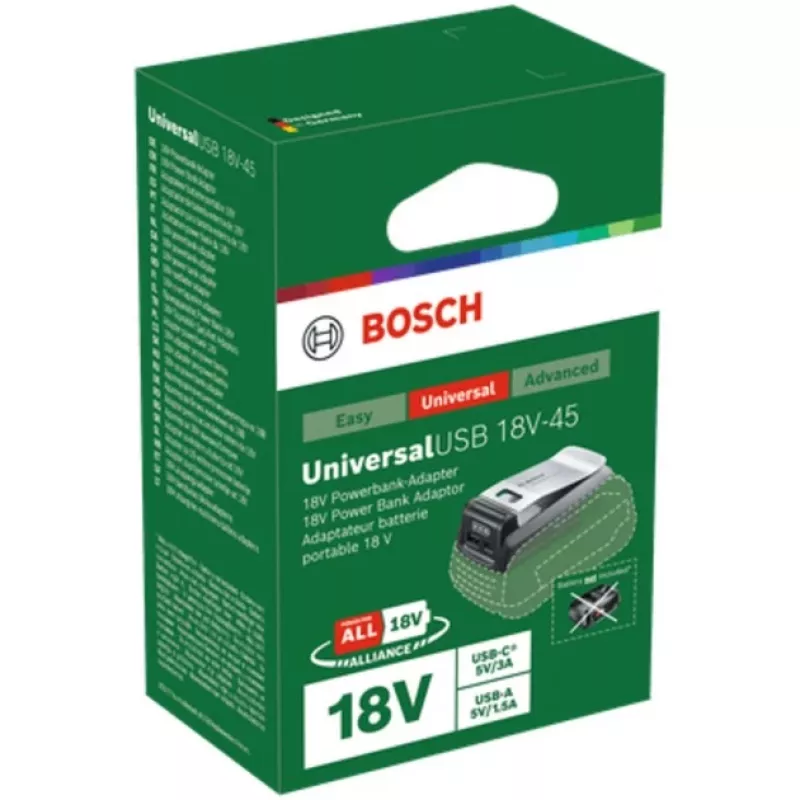 Bosch UniUSB 18V-15 laadija 18V POWER FOR ALL akudele USB-C pesaga (1600A02WS1)