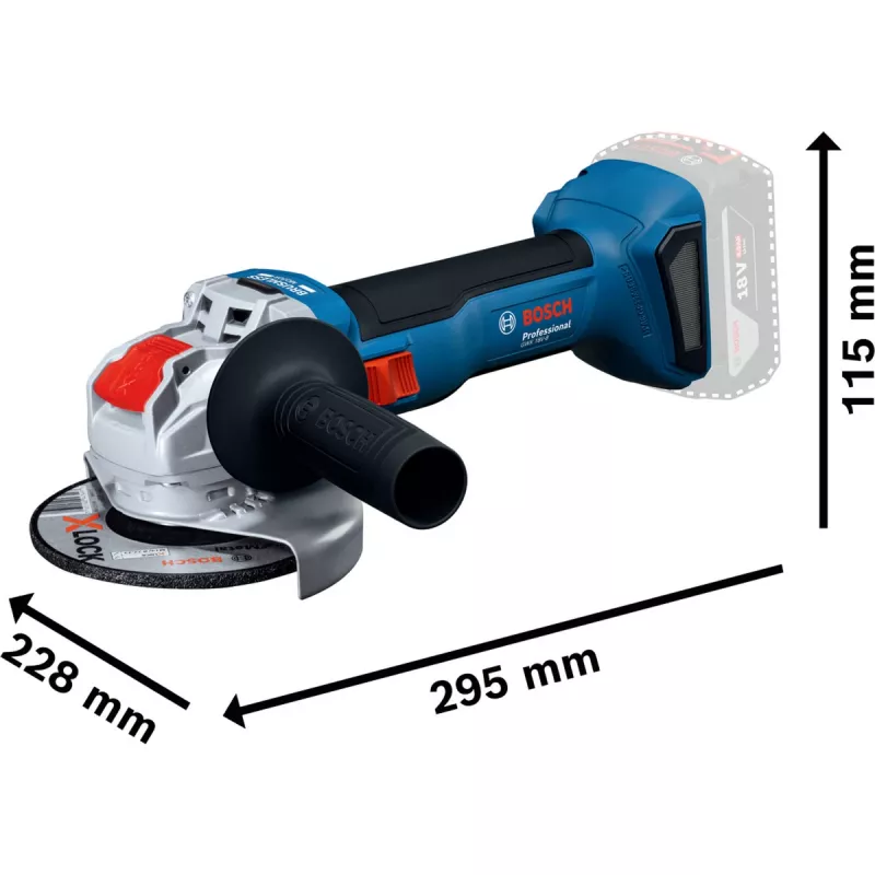 BOSCH X-LOCK juhtmeta nurklihvija GWX 18V-8 Professional Solo, 18V, sinine/must, 125 mm (ilma akuta)
