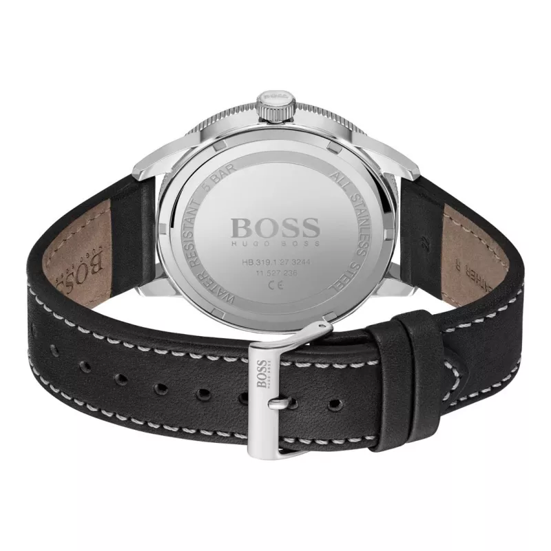 BOSS meeste Grand Prix kronograafkell 1513898 44mm musta numbrilauga nahkrihm