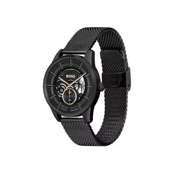 BOSS meeste Velocity kronograaf kvartskell 42mm sinise numbrilaud ja roostevabast terasest võrkrihm 1514035
