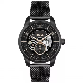 BOSS meeste Velocity kronograaf kvartskell 42mm sinise numbrilaud ja roostevabast terasest võrkrihm 1514035