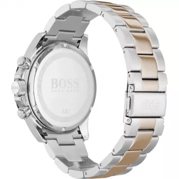BOSS meeste käekell 1513757 43mm roostevaba teras sinine sihverplaat pruun nahk kronograaf