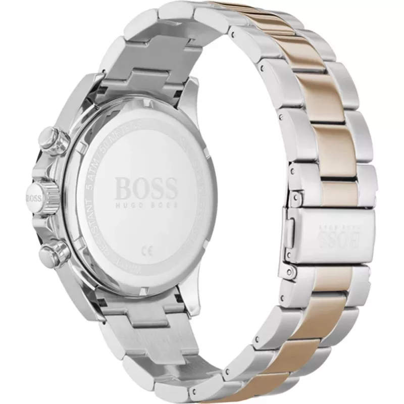 BOSS meeste käekell 1513757 43mm roostevaba teras sinine sihverplaat pruun nahk kronograaf