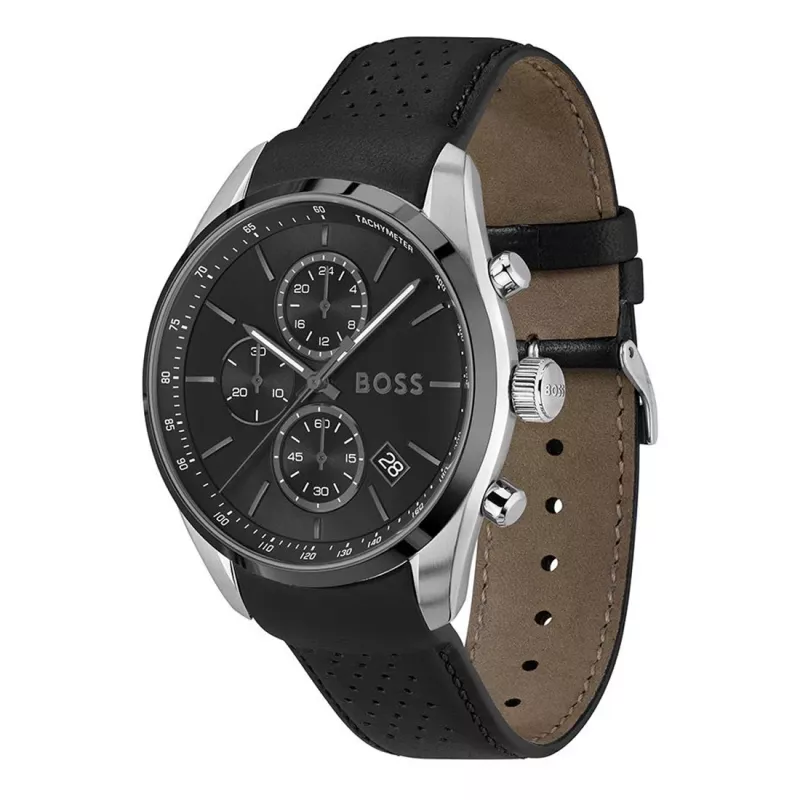 BOSS Watch Man 1514224 (44.5mm) Kvartskronograaf Sinine Sihtnäidik Pruun Nahkrihm