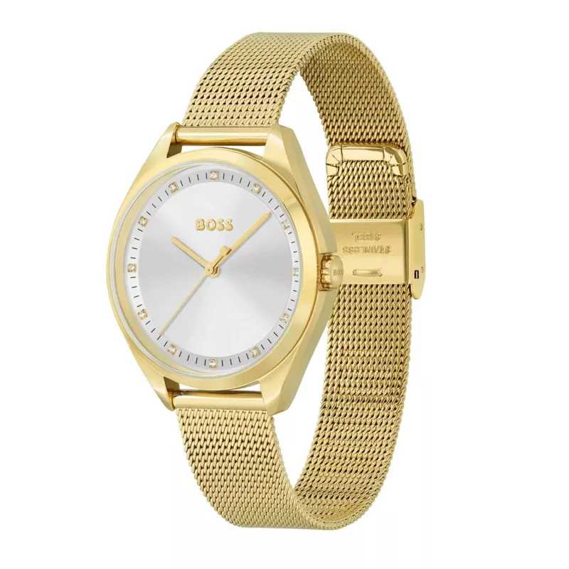 BOSS Women's Purity Quartz Watch 1502669 37mm Silver Stainless Steel Mesh