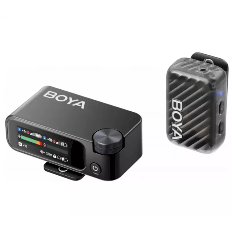 BOYA BOYAMIC 2-02 Traadita mikrofonisüsteem 2.4GHz, AI-põhine mürasummutus, 2 vastuvõtjat + 1 saatja (USB-C) Must