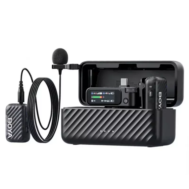 BOYA BOYAMIC 2-02 Traadita mikrofonisüsteem 2.4GHz, AI-põhine mürasummutus, 2 vastuvõtjat + 1 saatja (USB-C) Must