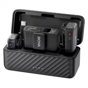 BOYA BOYAMIC 2-02 Traadita mikrofonisüsteem 2.4GHz, AI-põhine mürasummutus, 2 vastuvõtjat + 1 saatja (USB-C) Must