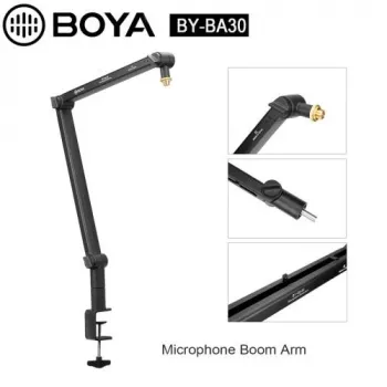 BOYA BY-BA30 Mikrofoni noolhoob (teras, must) - lauaklambri kinnitus, 800 mm ulatus, 360° pöörlemine, 1,1 kg kandevõime, 3/8 tolli keerme 5/8 tolli adapteriga