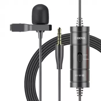 BOYA BY-M1S Omnidirectional Lavalier Microphone, 3.5mm Connector, Black