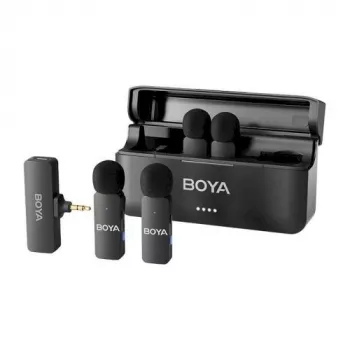 BOYA BY-V4 juhtmevaba mikrofonisüsteem 2.4GHz 4 saatja ja 1 vastuvõtjaga (3.5mm pistik) must