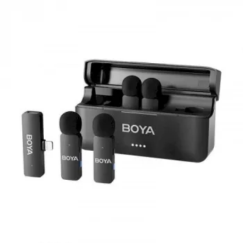 BOYA BY-V4D Traadita mikrofonisüsteem 4 saatja ja 1 Lightning-vastuvõtjaga (must)