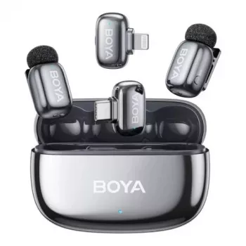 BOYA Mini 2-01 traadita mikrofonisüsteem AI-mürasummutusega, 2 saatjat ja 2 vastuvõtjat (USB-C ja Lightning), Space Gray