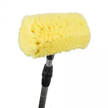 Bradas ESQ2780 tugev küürimishari välispindadele, terrassidele, põrandatele, ergonoomiline käepide, keskmiselt kõvad PP harjased, roheline/hall
