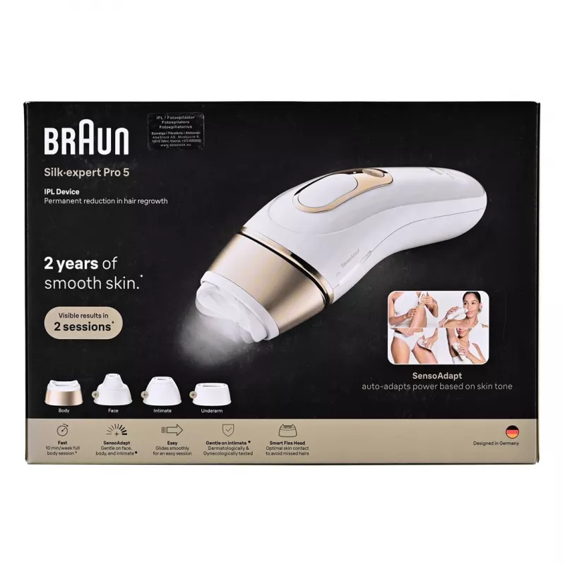 Braun IPL karvade eemaldamise seade PL5431 SensoAdapt nahatoonianduriga, 400 000 välku, 10 intensiivsustaset, juhtmega, valge