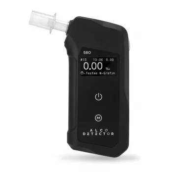 Alkomeeter Alcodetector S80 - Elektrokeemiline kütuseelement, värviline TFT-ekraan, USB-laetav