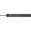 BRENNENSTUHL 6-kohaline pikendusjuhe 1x USB-C, 1x USB-A, liigkaitse 13 500 A, 2 m kaabel, must/antratsiit