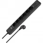 BRENNENSTUHL 6-kohaline pikendusjuhe 1x USB-C, 1x USB-A, liigkaitse 13 500 A, 2 m kaabel, must/antratsiit