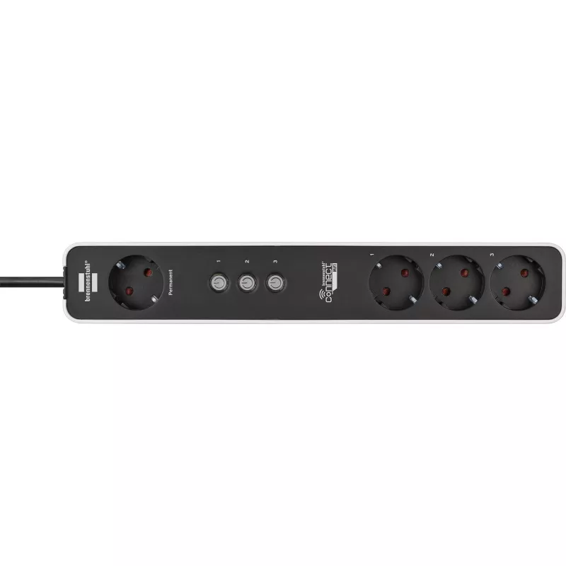 Brennenstuhl Connect Ecolor WLAN Smart Power Strip 4-Way (White/Black, 1.5 m Cable, Voice Control, Timer, App)