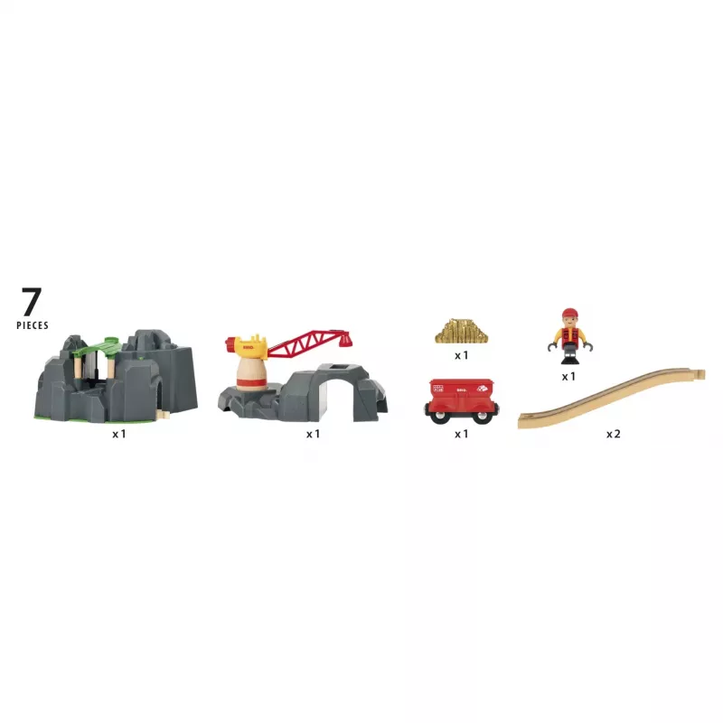 BRIO World kraana ja mäetunneliga puidust raudteekomplekt