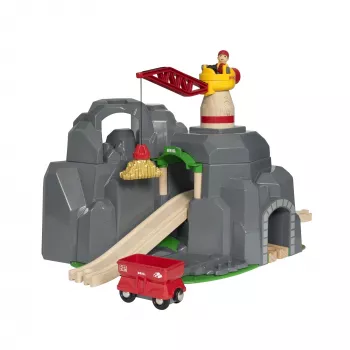 BRIO World kraana ja mäetunneliga puidust raudteekomplekt