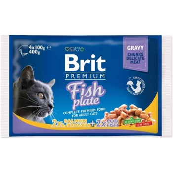 BRIT Premium kassi kalavaagen - märg kassitoit, fileed kastmes, 4 x 100 g kotikesed