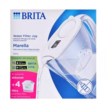 Brita Marella+ veefiltri kann 4 Maxtra Pro kassetiga, 2,4 L, valge