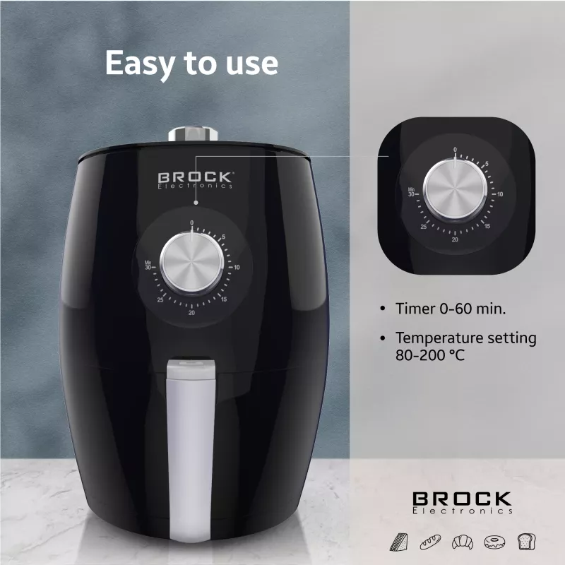Brock AFM 3501 BK õhufritüür 3,5L 1300-1500W must digitaalne korv-fritüür