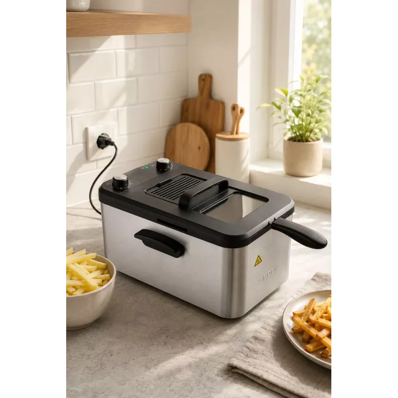 Brock DF 3001 SS fritüür 3,2L 2200W must/teras