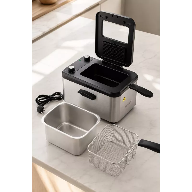 Brock DF 3001 SS fritüür 3,2L 2200W must/teras