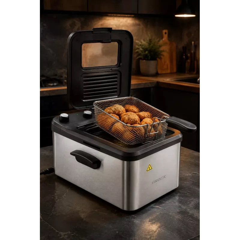 Brock DF 3001 SS fritüür 3,2L 2200W must/teras