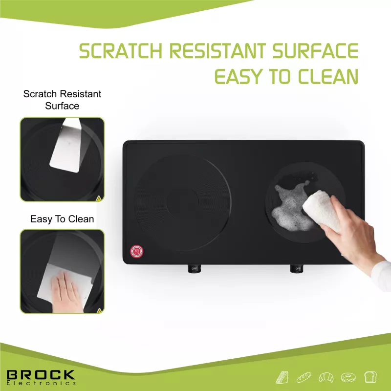 Brock EP 200 BK Elektrikeeder - 1,7 L, 2200 W, kahekordse seinaga jaheda puutepinnaga, must