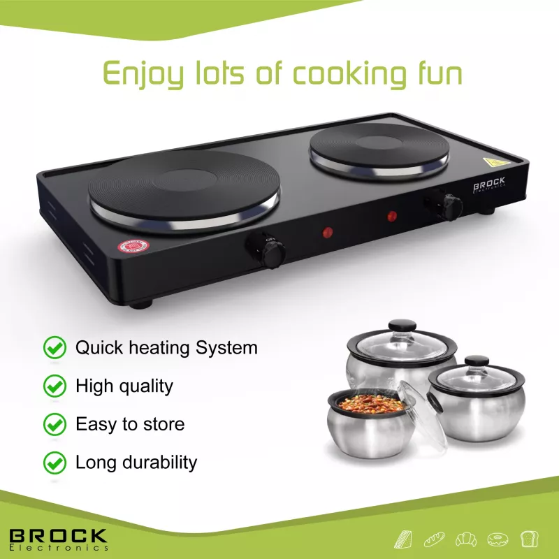 Brock EP 200 BK Elektrikeeder - 1,7 L, 2200 W, kahekordse seinaga jaheda puutepinnaga, must