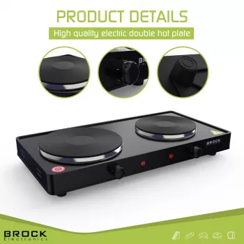 Brock EP 200 BK Elektrikeeder - 1,7 L, 2200 W, kahekordse seinaga jaheda puutepinnaga, must