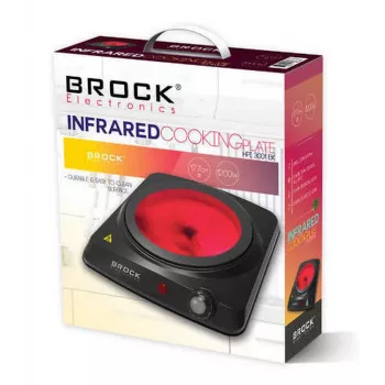 Brock HPI 3001 BK 1500W ühe kütteplaadiga elektripliit, malmplaadiga ja reguleeritava termostaadiga, must